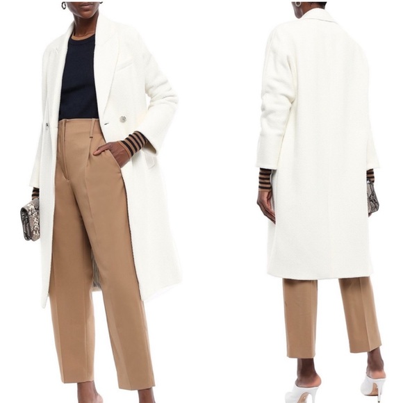 Veronica Beard Jackets & Blazers - Veronica Beard Fiona Coat Wool Peak Lapel Longline Peacoat Cream Sz Medium $895